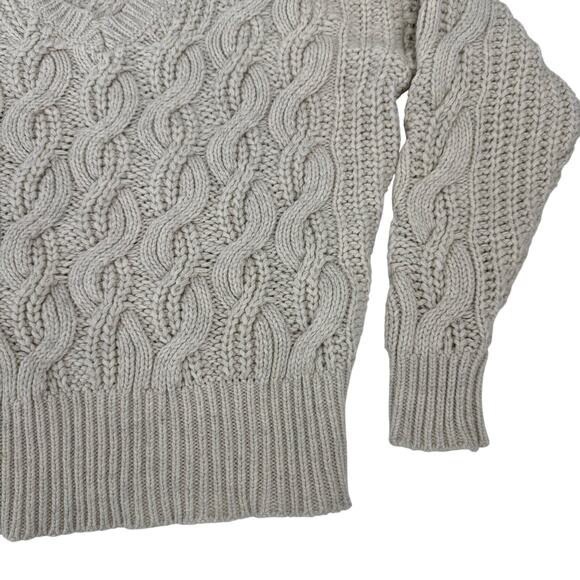 WHBM Chunky Sweater Cable Knit Wool Blend Cream White Cozy Large - Picture 5 of 8